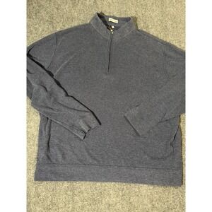 Peter Millar Sweater Mens 3XL Blue 1/4 Zip Mock Neck Knit Pullover Casual
